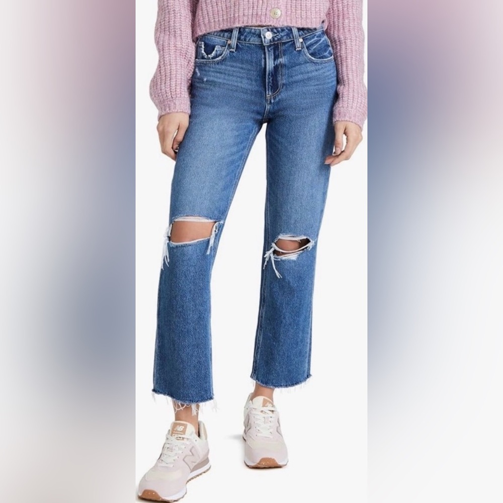 Paige Noella Denim Jeans Wide Leg Crop Distressed 26